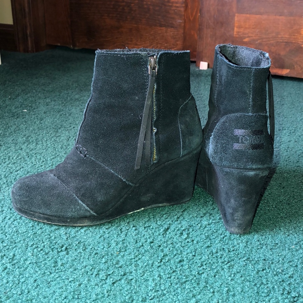 TOMS suede wedge booties